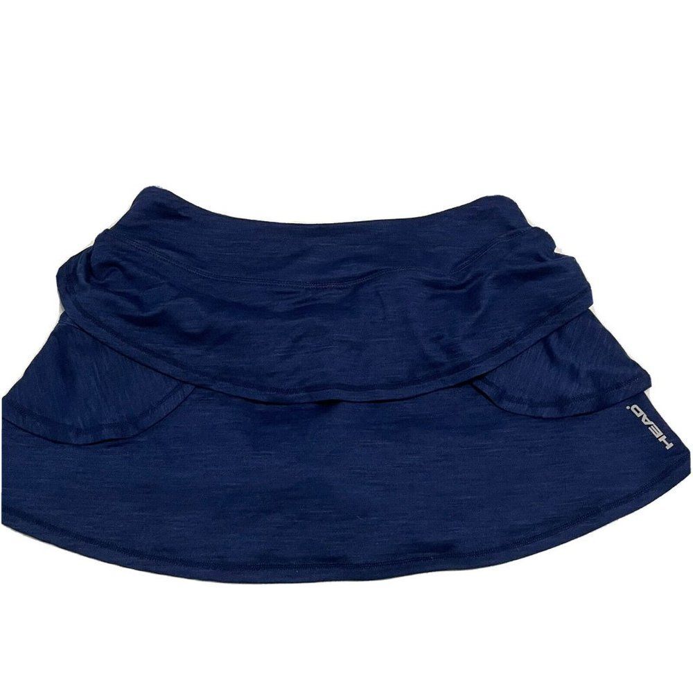 Head Golf Ladies Small Tennis skort Stretch Pull On Blue Ruffle Logo